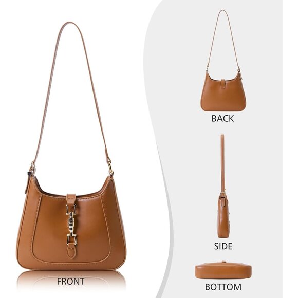 Women’s Small Vegan Leather Shoulder Bag with Adjustable Strap, Compact & Trendy - Picture 7 of 8